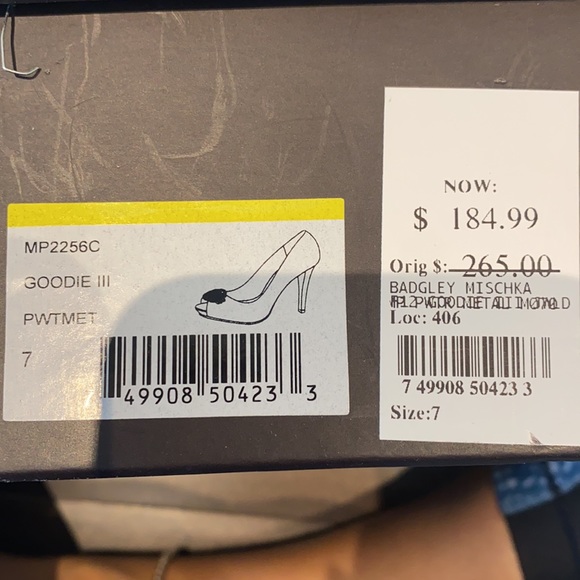 Badgley Mischka Goodie lll Peep Toe Pump High Heels in Pewter Silver - Brand New - Picture 7 of 13